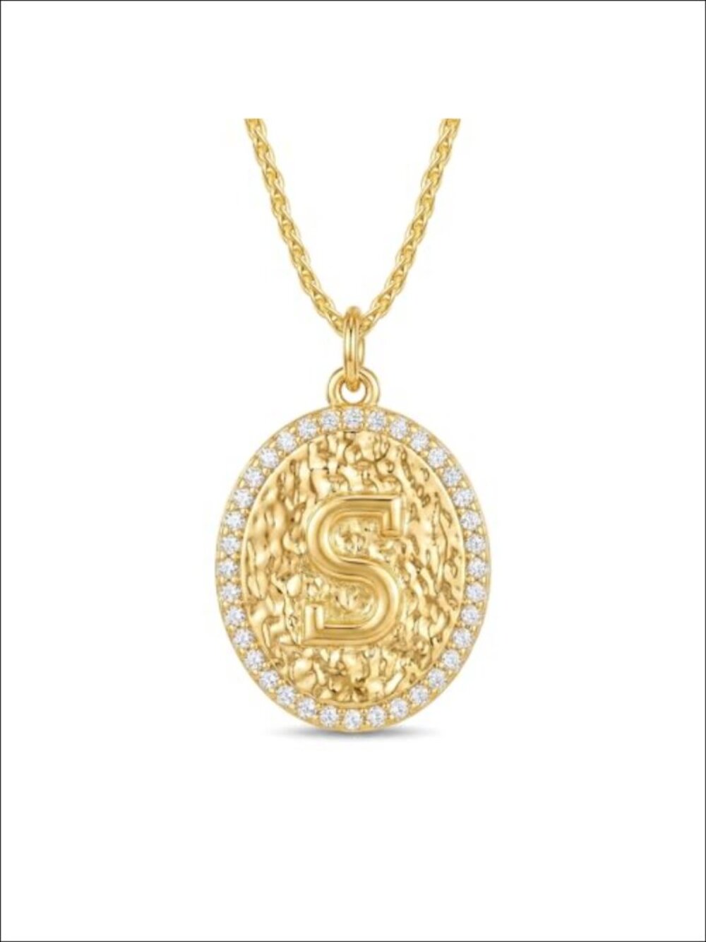 24K Gold Plated Initial Necklace Oval Pendant S925 Silver